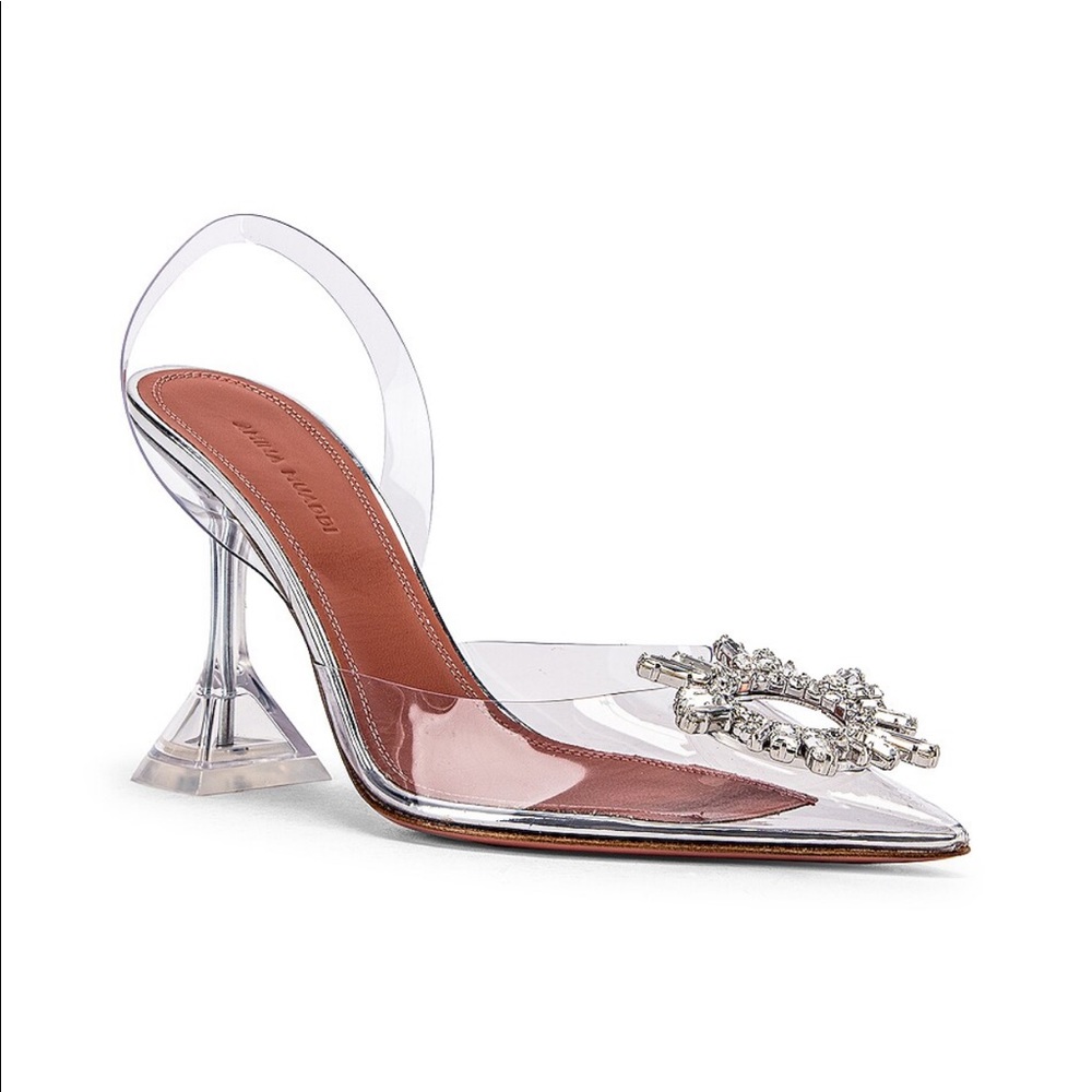 Amina Muaddi Begum Embellished PVC Slingback Pumps size 38! Normal wear and tear